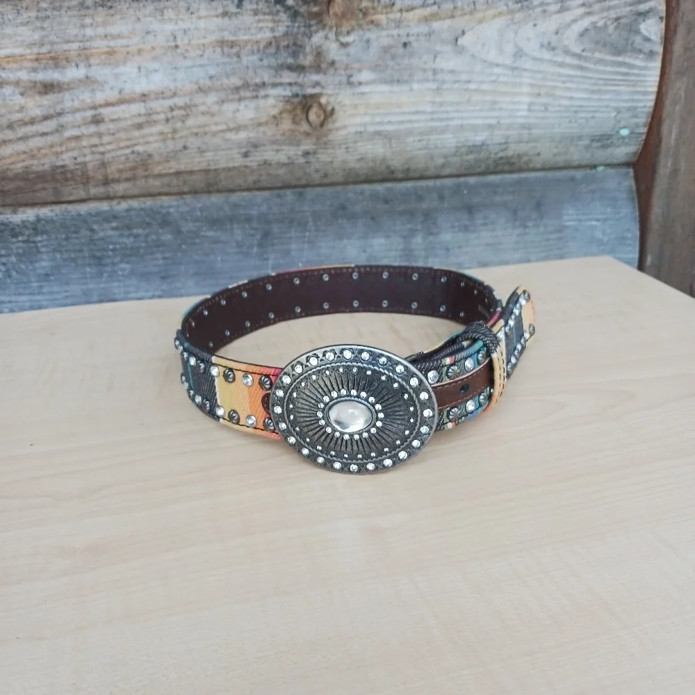 Angel Ranch Western Belt Girls Serape With Rhinestones Cowgirl Waist 22